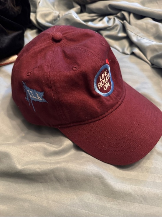 Other - Maroon 'Life Rolls On' Embroidered Baseball Cap